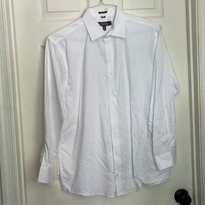 Kenneth Cole Reaction White Solid Button Up Long Sleeve Shirt Men's Size L